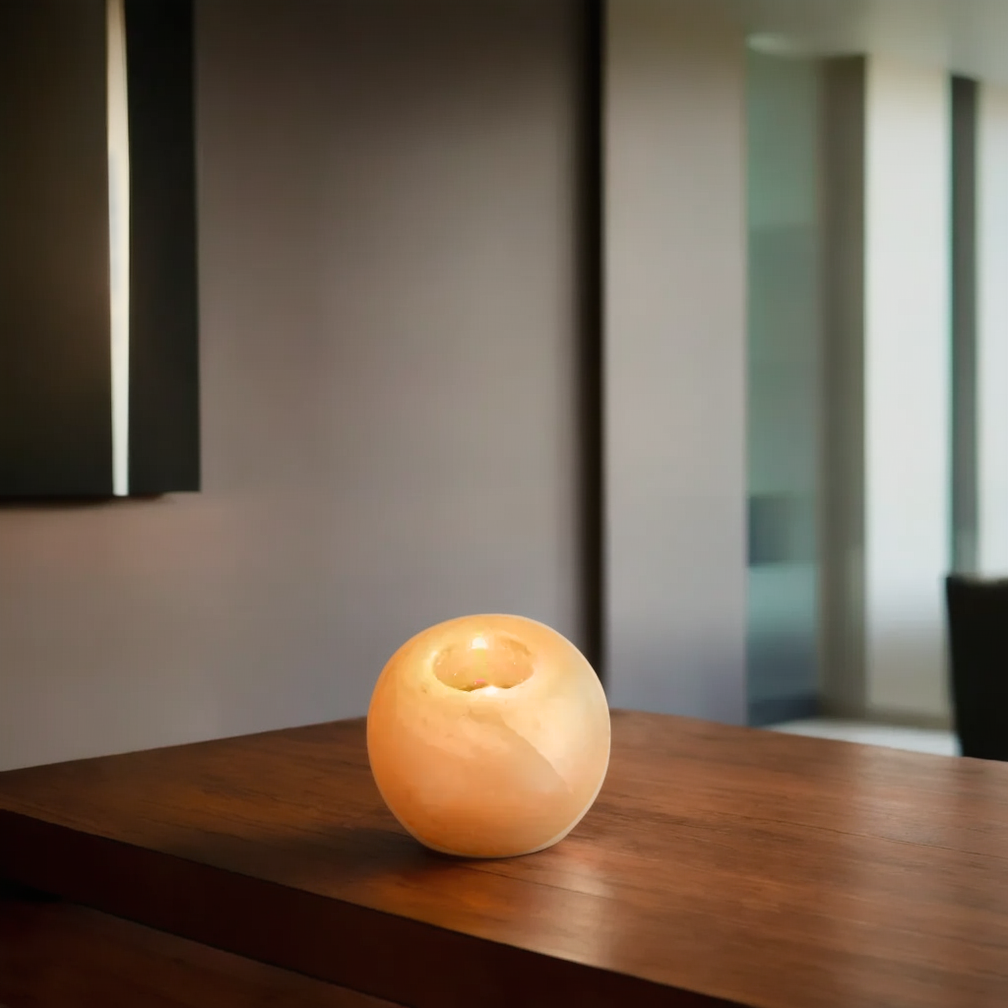 Ball Shape Himalayan Salt Candle Holder