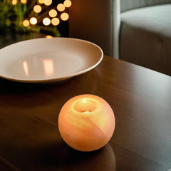 Ball Shape Himalayan Salt Candle Holder